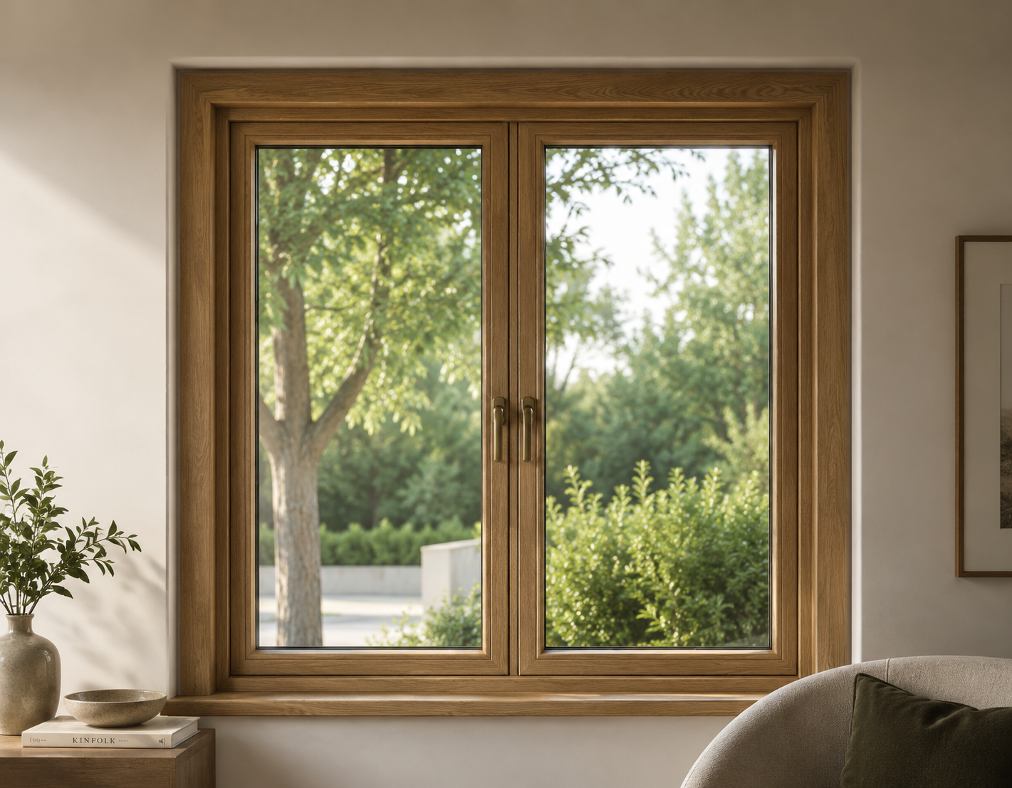 Interior shot of a wood window